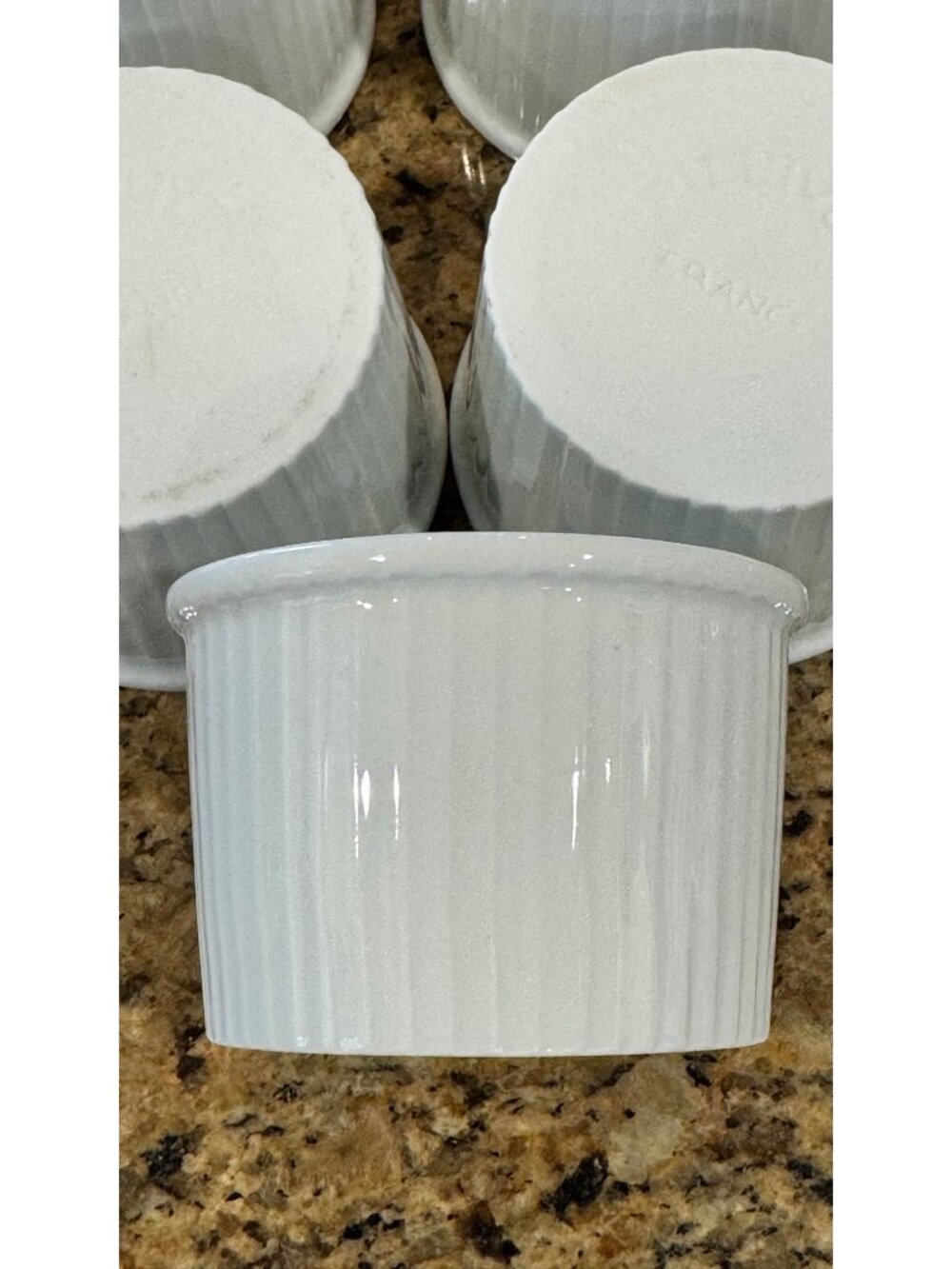 Pillivuyt French Porcelain Ribbed 8 oz Ramekins Set Of 8 White Custard Souffles - Picture 5 of 10